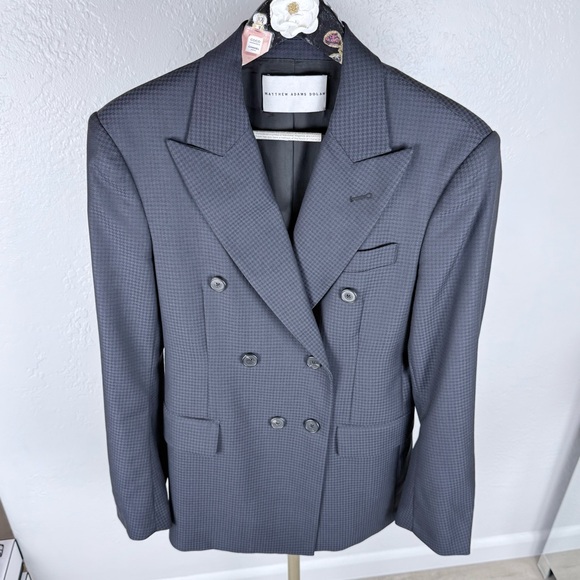 Matthew Adams Dolan Virgin Wool Gingham Blazer/Navy/Black/Small - Picture 12 of 16